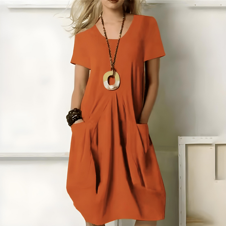 Eunate - Elegante Abito In Cotone Con Effetto Contenitivo