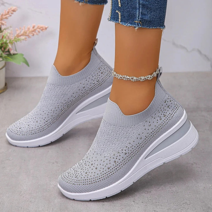 Loretha - Scarpe Da Ginnastica Ortopediche Con Zeppa e Rete Cristallina