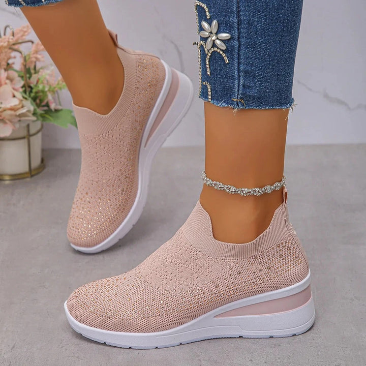 Loretha - Scarpe Da Ginnastica Ortopediche Con Zeppa e Rete Cristallina