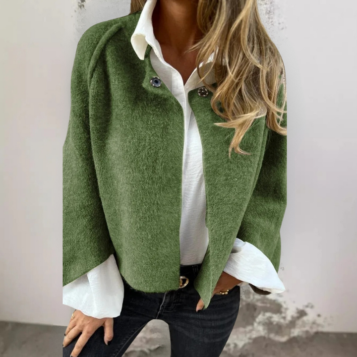 Henrike - Cappotto in Lana con Scollo Rotondo e Maniche Lunghe