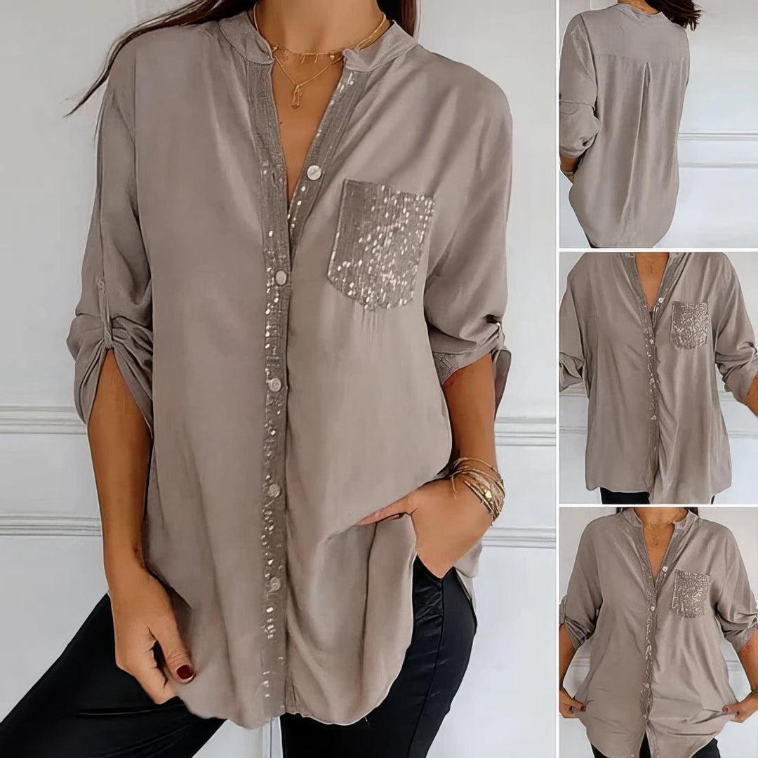 Franzina - Camicia Casual con Tasca Frontale Aperta e Bottoni