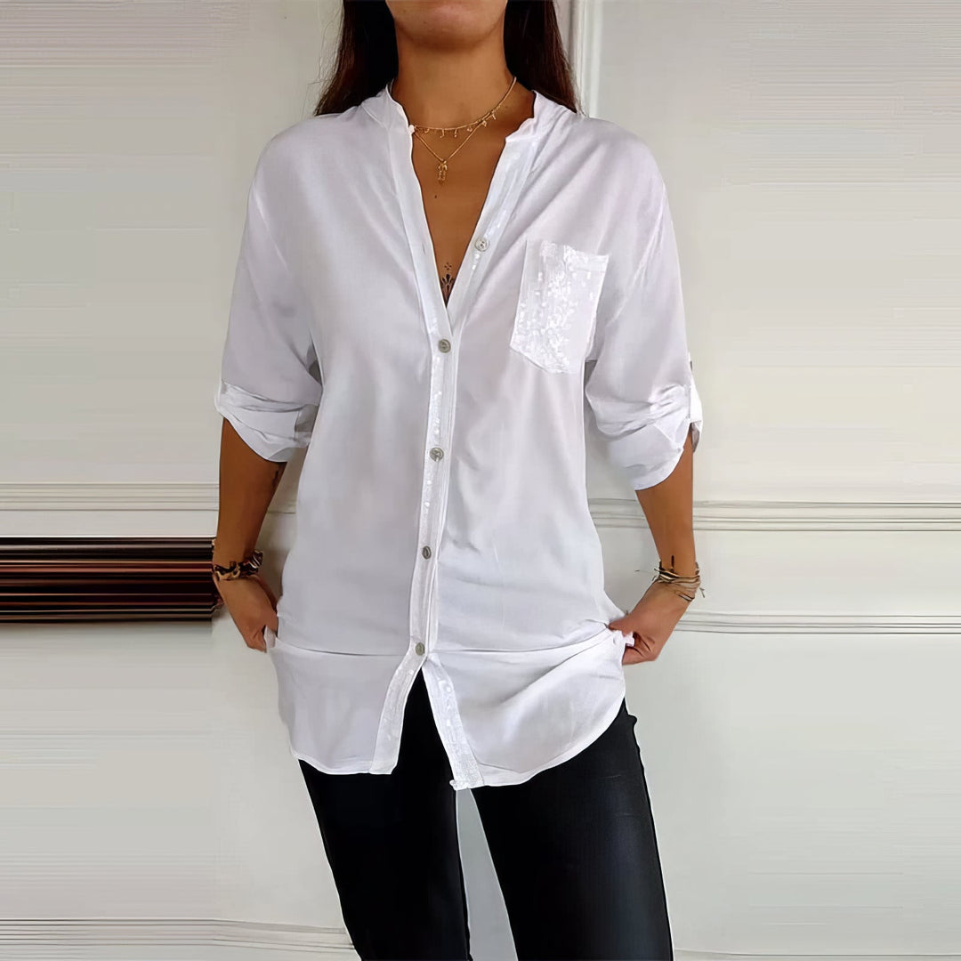 Franzina - Camicia Casual con Tasca Frontale Aperta e Bottoni